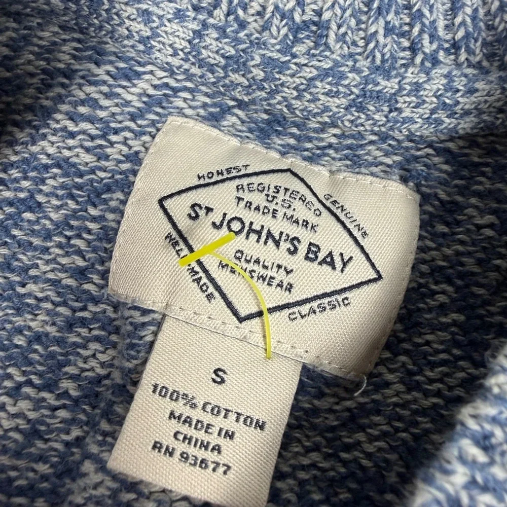 Y2K Womens St. Johns Bay Marled Cotton Crewneck Sweater Blue Small